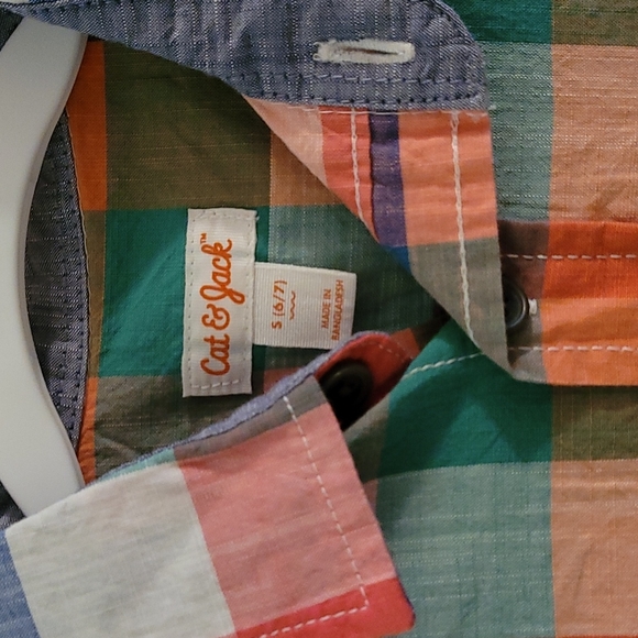 *Cat&Jack S(6/7) Colorful Plaid button-down shirt* - Picture 2 of 3